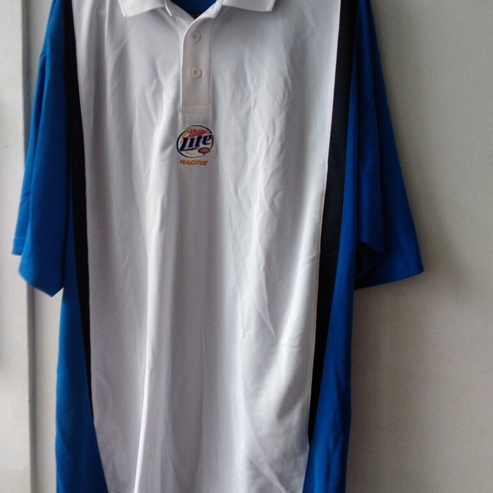 Size Large Chase Authentics White/blue Men's polo Racing Shirt